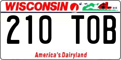 WI license plate 210TOB