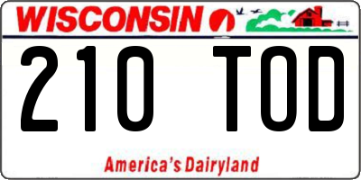 WI license plate 210TOD