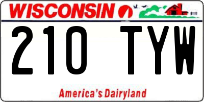 WI license plate 210TYW