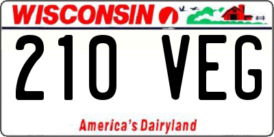 WI license plate 210VEG