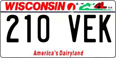 WI license plate 210VEK