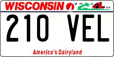 WI license plate 210VEL