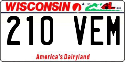 WI license plate 210VEM