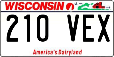 WI license plate 210VEX
