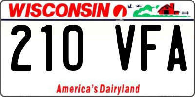 WI license plate 210VFA