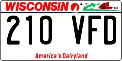 WI license plate 210VFD