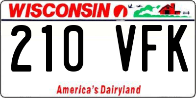 WI license plate 210VFK