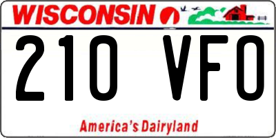 WI license plate 210VFO