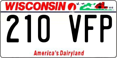 WI license plate 210VFP