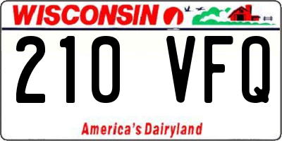 WI license plate 210VFQ