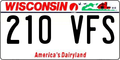 WI license plate 210VFS