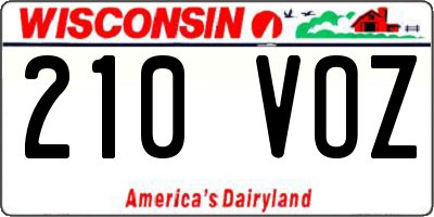 WI license plate 210VOZ