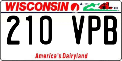 WI license plate 210VPB