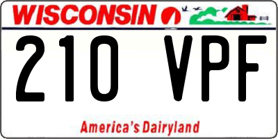 WI license plate 210VPF