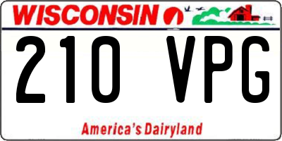 WI license plate 210VPG