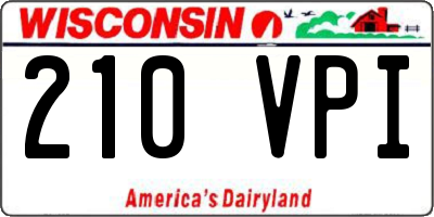 WI license plate 210VPI