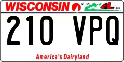 WI license plate 210VPQ