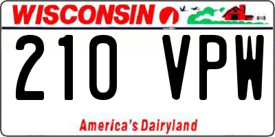 WI license plate 210VPW