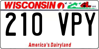 WI license plate 210VPY