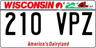 WI license plate 210VPZ