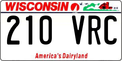 WI license plate 210VRC