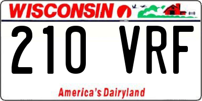 WI license plate 210VRF