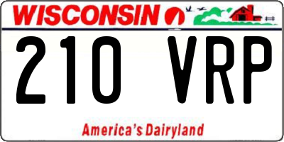 WI license plate 210VRP