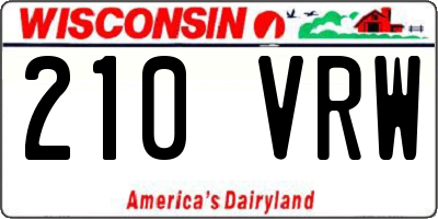 WI license plate 210VRW