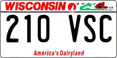 WI license plate 210VSC