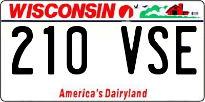 WI license plate 210VSE
