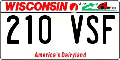 WI license plate 210VSF