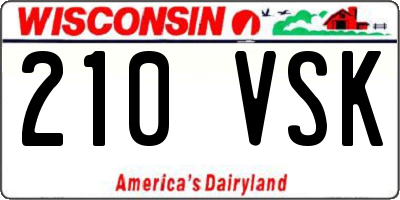 WI license plate 210VSK