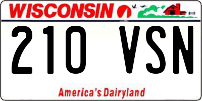 WI license plate 210VSN