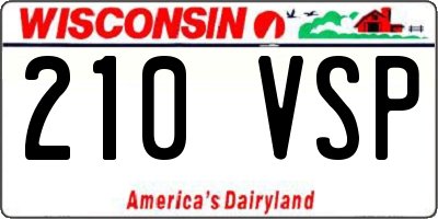 WI license plate 210VSP