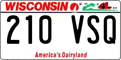 WI license plate 210VSQ