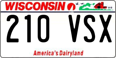 WI license plate 210VSX