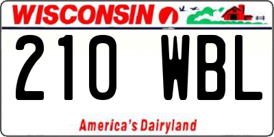WI license plate 210WBL