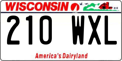 WI license plate 210WXL