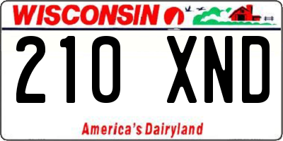 WI license plate 210XND