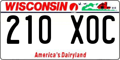 WI license plate 210XOC
