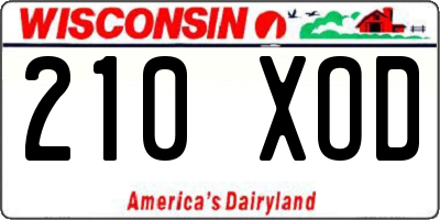 WI license plate 210XOD