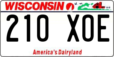 WI license plate 210XOE