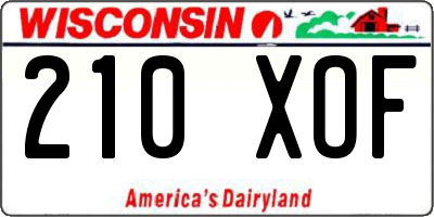 WI license plate 210XOF