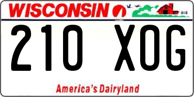 WI license plate 210XOG