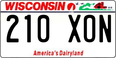 WI license plate 210XON