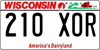 WI license plate 210XOR