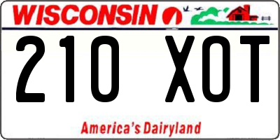 WI license plate 210XOT