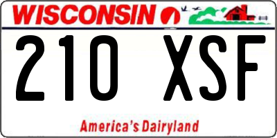 WI license plate 210XSF