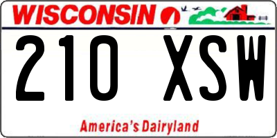 WI license plate 210XSW
