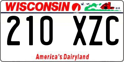 WI license plate 210XZC